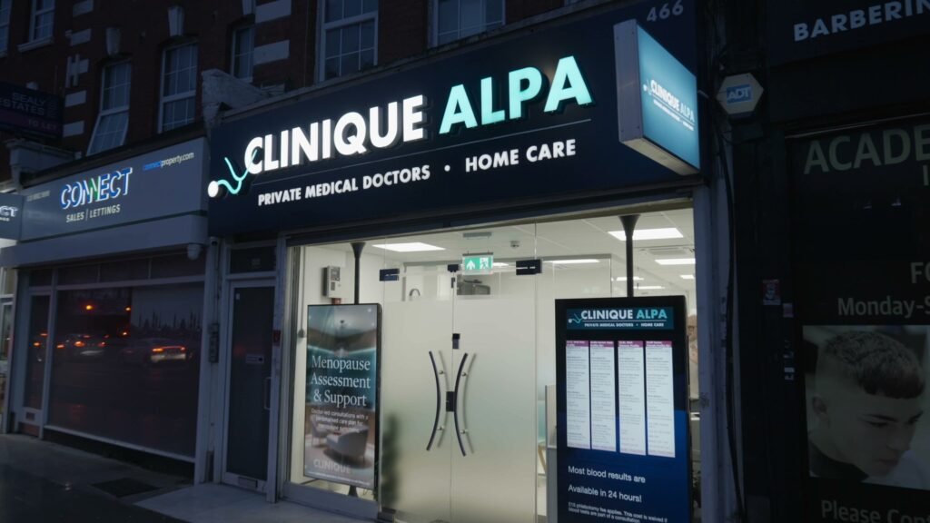 Clinique Alpa private GP clinic exterior in Palmers Green, North London