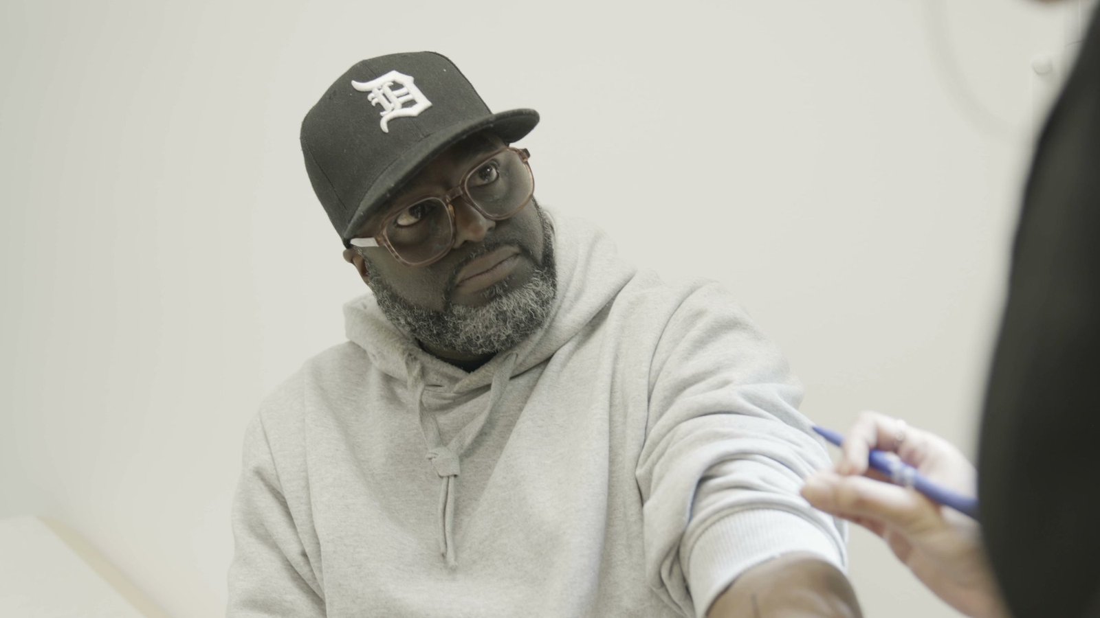 Patient having a private blood test at Clinique Alpa, Palmers Green