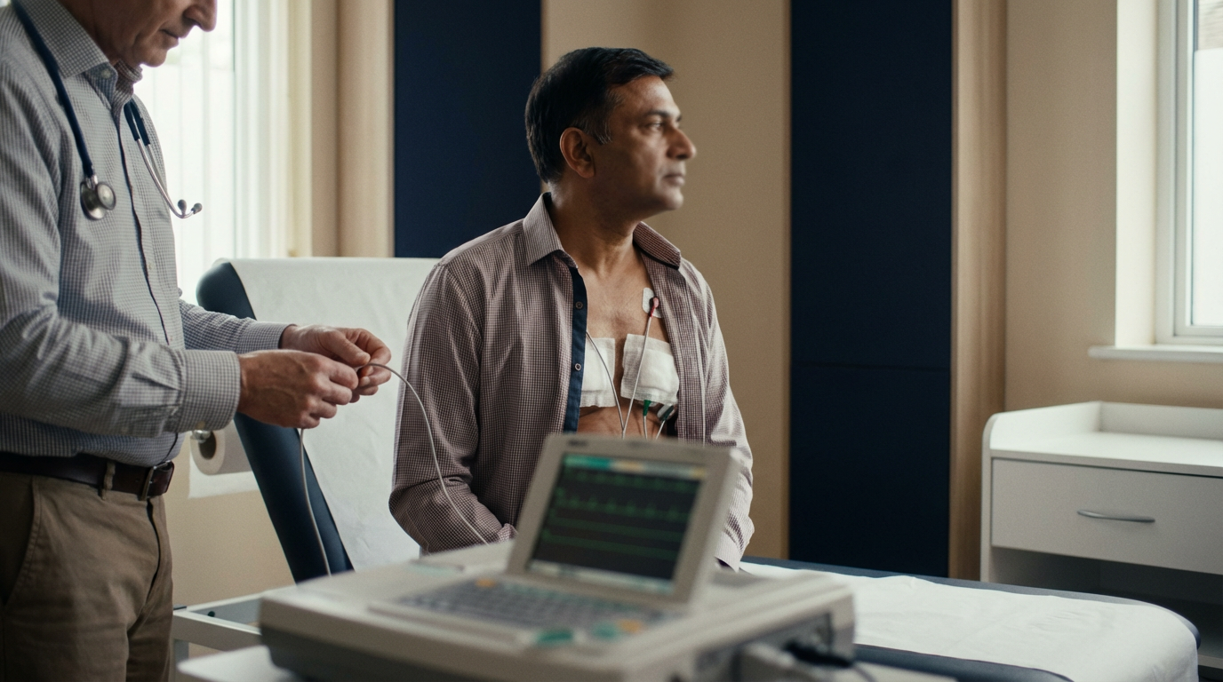 Detailed laboratory blood panel under review during a private GP consultation