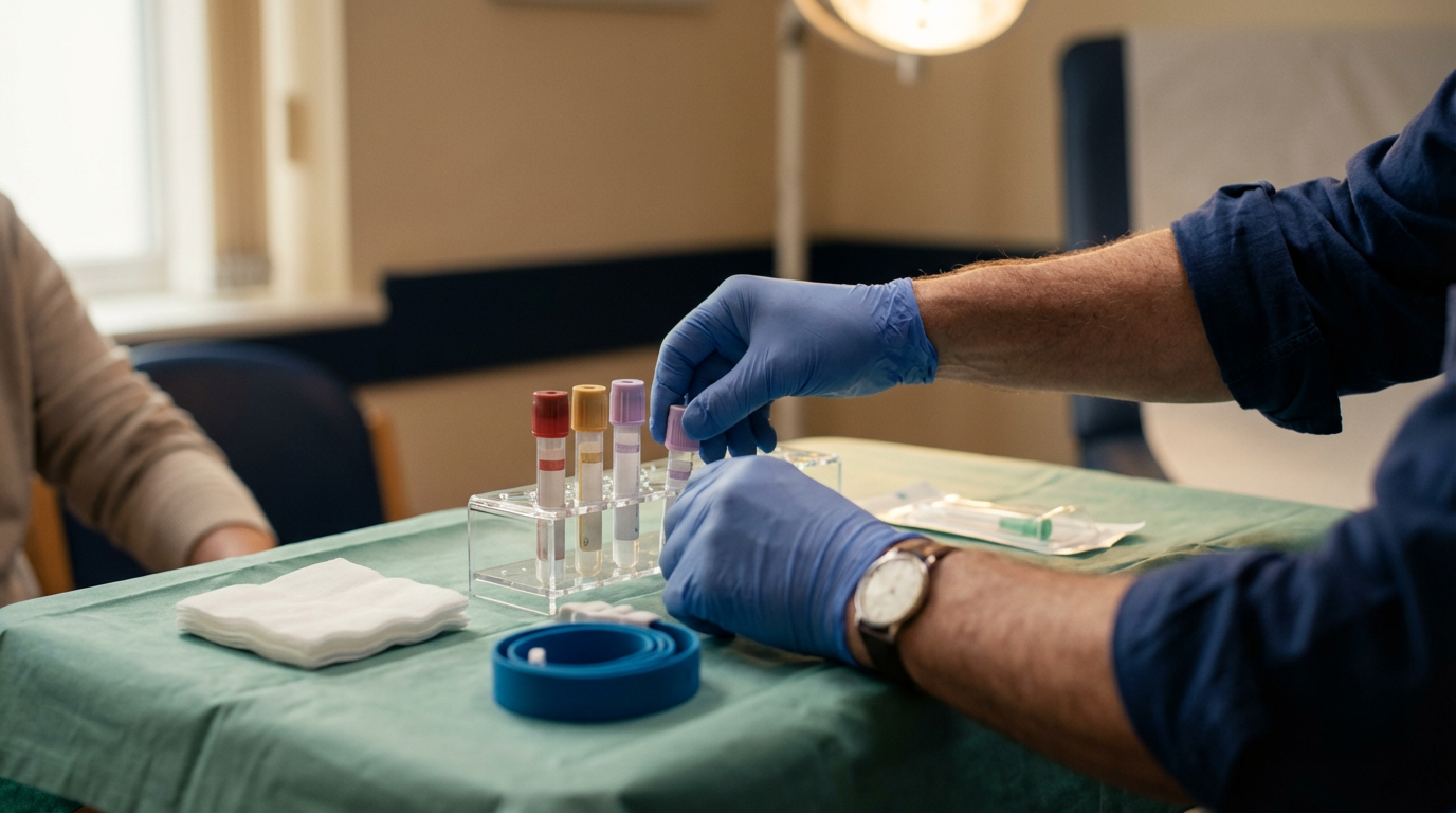 Andropause is real, but it is not always the answer 3 Comprehensive blood panel results being reviewed during a midlife male health consultation