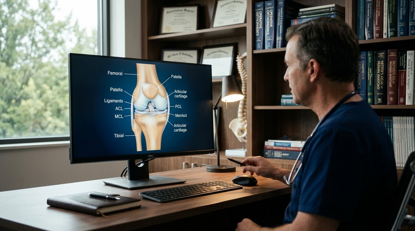 Diagnostic imaging displayed on a consulting room monitor