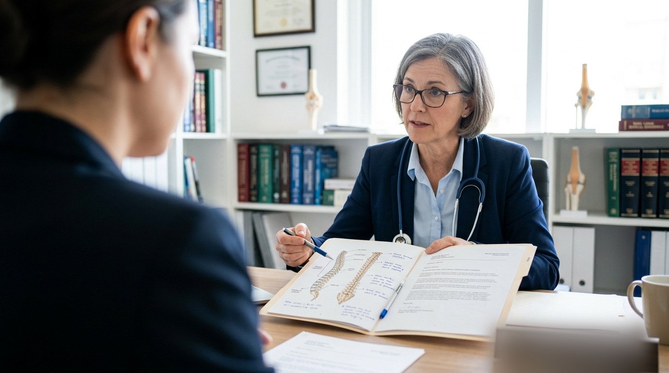 A doctor providing a medico legal consultation