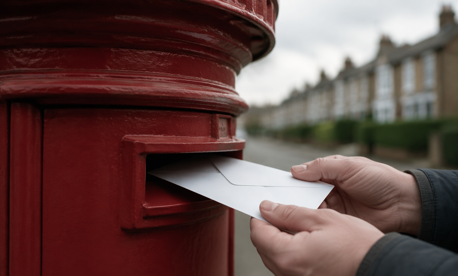 Posting a mandatory reconsideration letter at a red post box