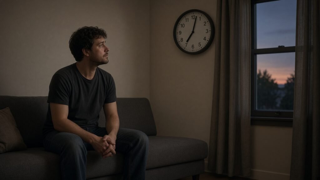 GP sitting across a desk from a man, listening without interrupting.