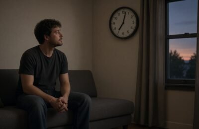 GP sitting across a desk from a man, listening without interrupting.